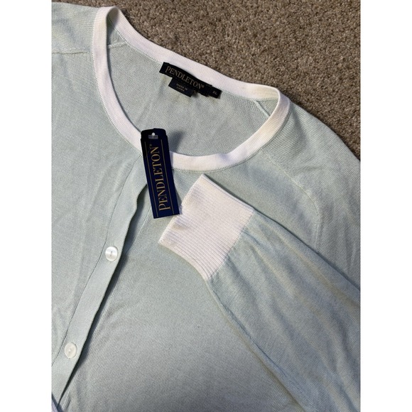 Pendleton Sweaters - NEW‎ Pendleton Women's XL Cardigan Lightweight Cotton Classic Preppy Light Blue